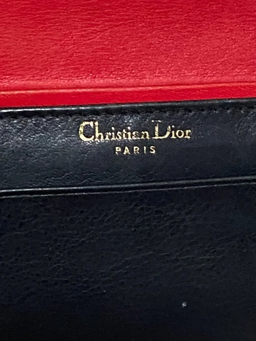 Christian Dior Bifold Leather Wallet With Red Interior & Card Slots